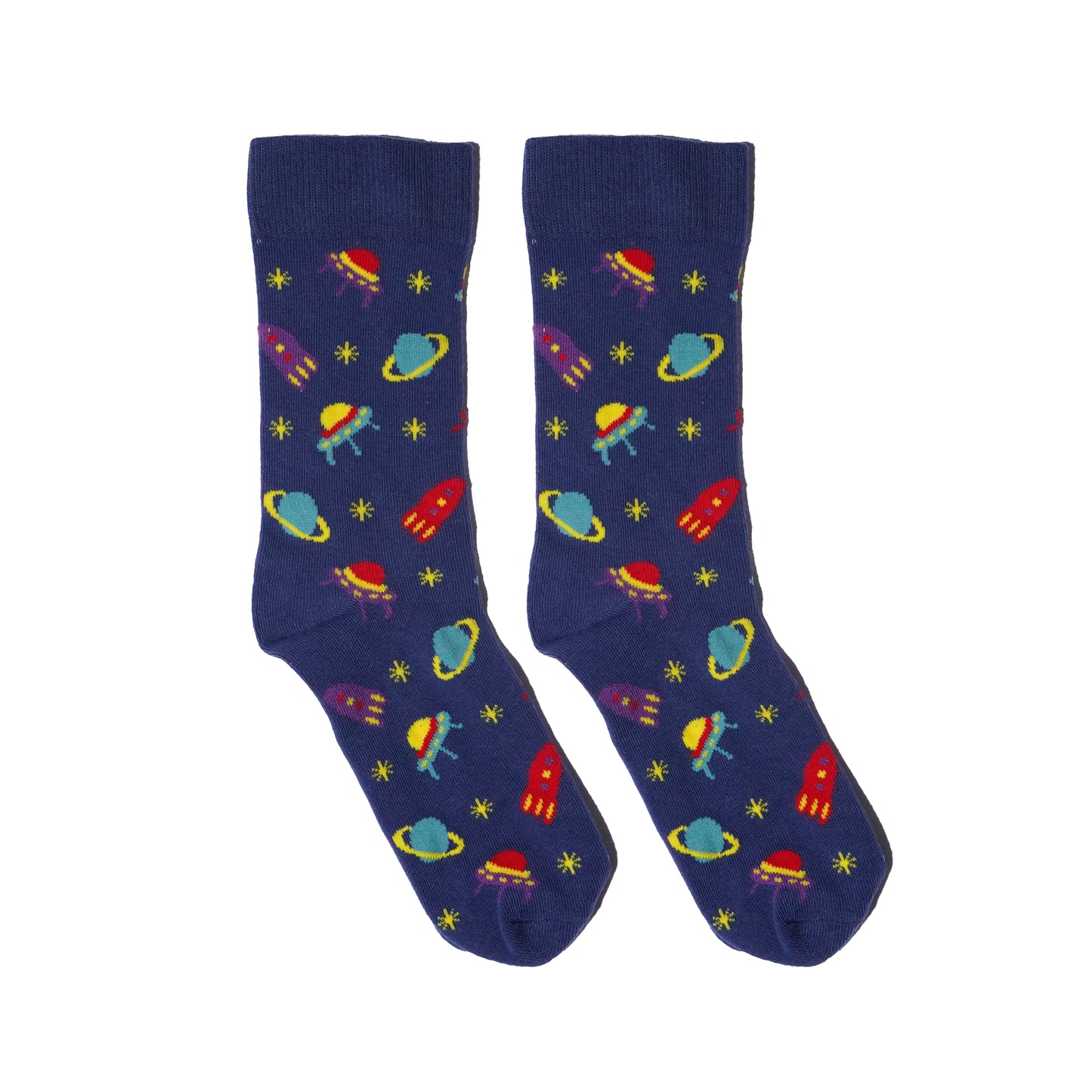 Space Exploration | Dressy Socks | Cute Cool Colorful Cotton socks for Women and Men Cozy Gifts, funny Socks | Crazy socks 4 pairs set