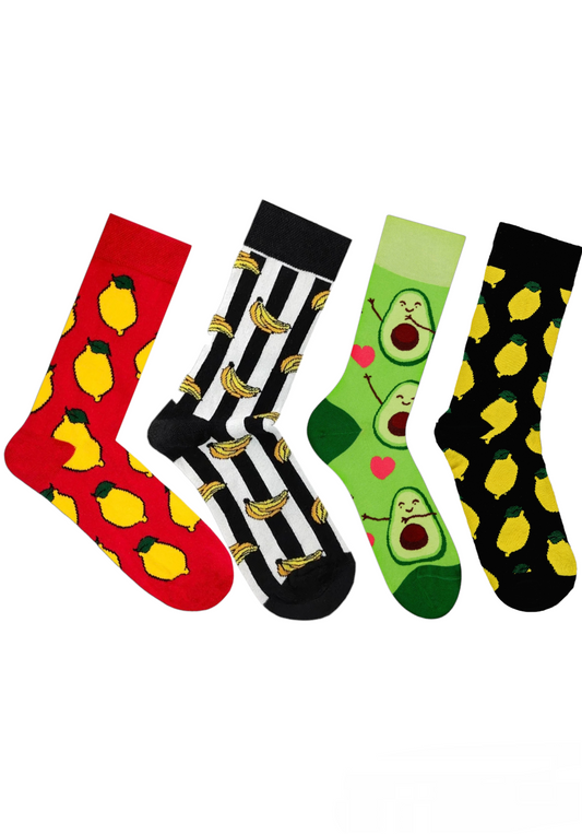 Fruity Socks | Cute Cool Colorful Cotton socks for Women and Men Cozy Gifts, 4 pairs set