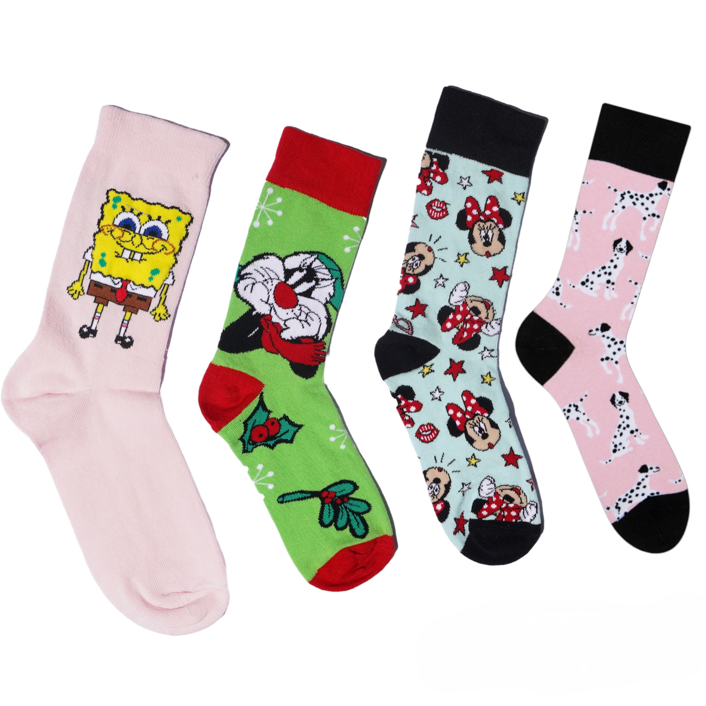 Cartoon's Dress socks | Cute Cool Colorful Cotton socks for Women and Men Cozy Gifts, funny Socks | Crazy socks 4 pairs set