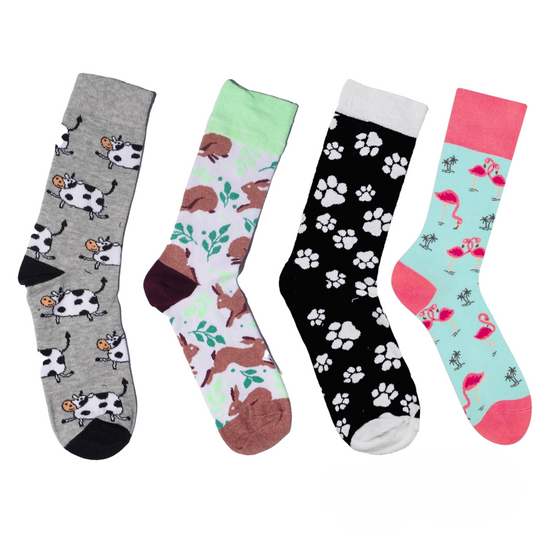 Jungle style | Dressy Socks | Cute Cool Colorful Cotton socks for Women and Men Cozy Gifts, funny Socks | Crazy socks 4 pairs set