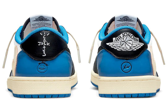 Fragment Design x Travis Scott x Air Jordan 1 Retro Low Sail Black Military Blue