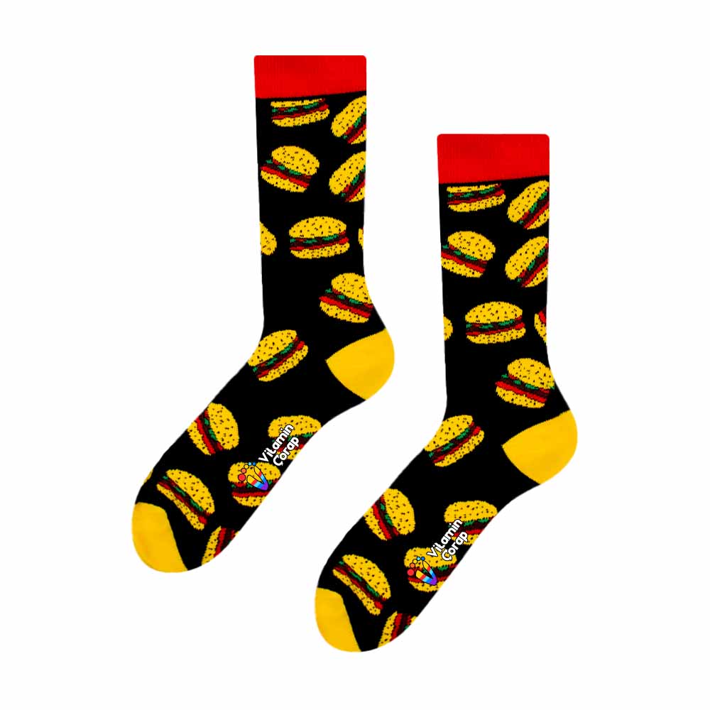 Foodie Crazy Socks, Snack & Junk Food Themes, Fun Silly Novelty Crew, Large, Fun 4 pairs